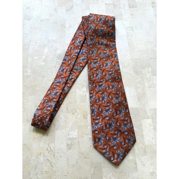 Robert Talbott Other - ROBERT TALBOTT Best of Class Silk Necktie Designer Woven Orange Blue‎ Floral